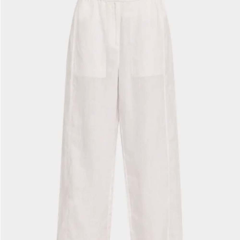 Theory Galena Low-Rise Pleated Wide-Leg Linen Pants